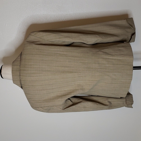Lafayette 148 New York Tan Stripe Wool Blazer Single Button Office Vintage Luxe - Picture 10 of 12